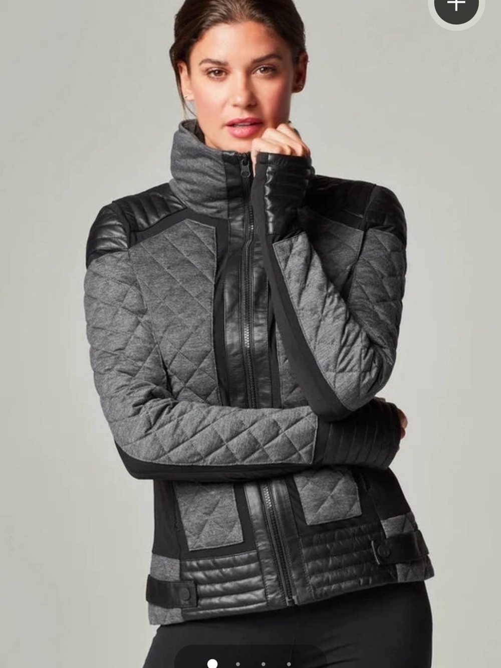 Blanc Noir inset moto puffer jacket. Down filled Small.